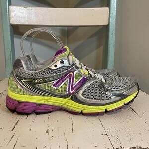 New Balance Womens 860 V3 W860YG3 Gray Purple Running Shoes Sneakers Size 8